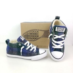 NEW Plaid Converse Big Boys Size 3 (21.5 cm) Green/Blue thunder
